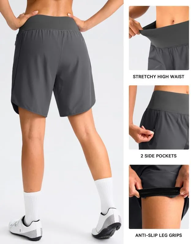 Women's Mountain Bike Shorts 4D Padded Cycling Shorts with Zipper Pockets High Waist Biking Riding Cycle Shorts