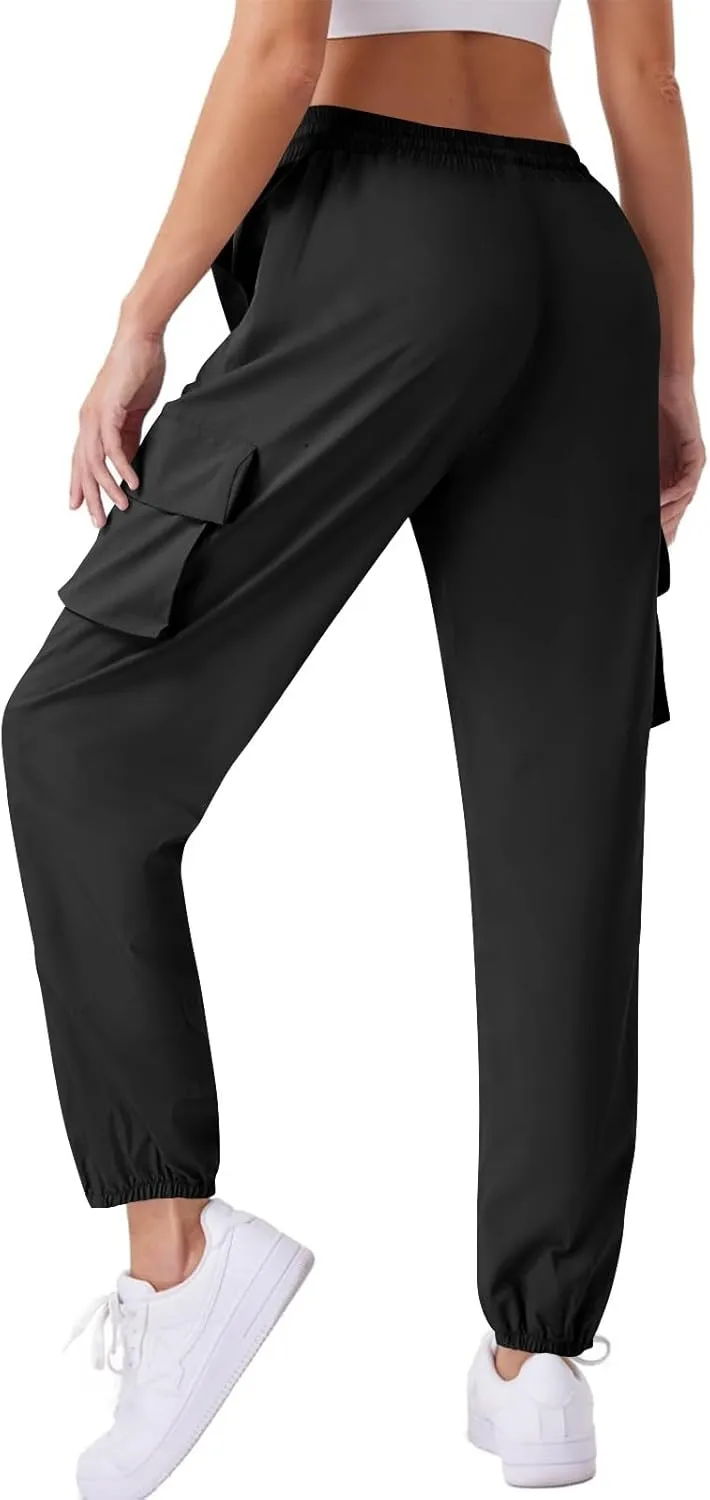 Womens Quick Dry Cargo Jogger Pants Drawstring Waist Light Hiking Travel Utility Trousers Summer Outdoor Active Pant
