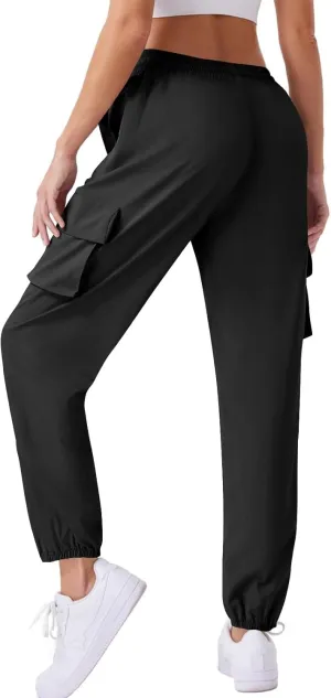 Womens Quick Dry Cargo Jogger Pants Drawstring Waist Light Hiking Travel Utility Trousers Summer Outdoor Active Pant