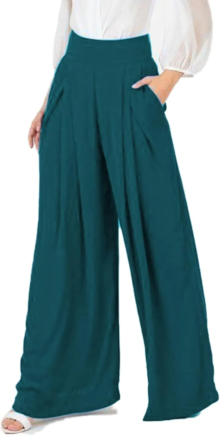 Women's Stretchy Wide Leg Palazzo Lounge Pants Casual Comfy High Waist Pajama Pants