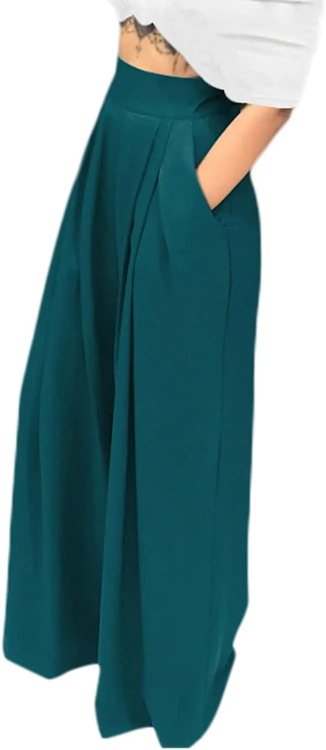 Women's Stretchy Wide Leg Palazzo Lounge Pants Casual Comfy High Waist Pajama Pants