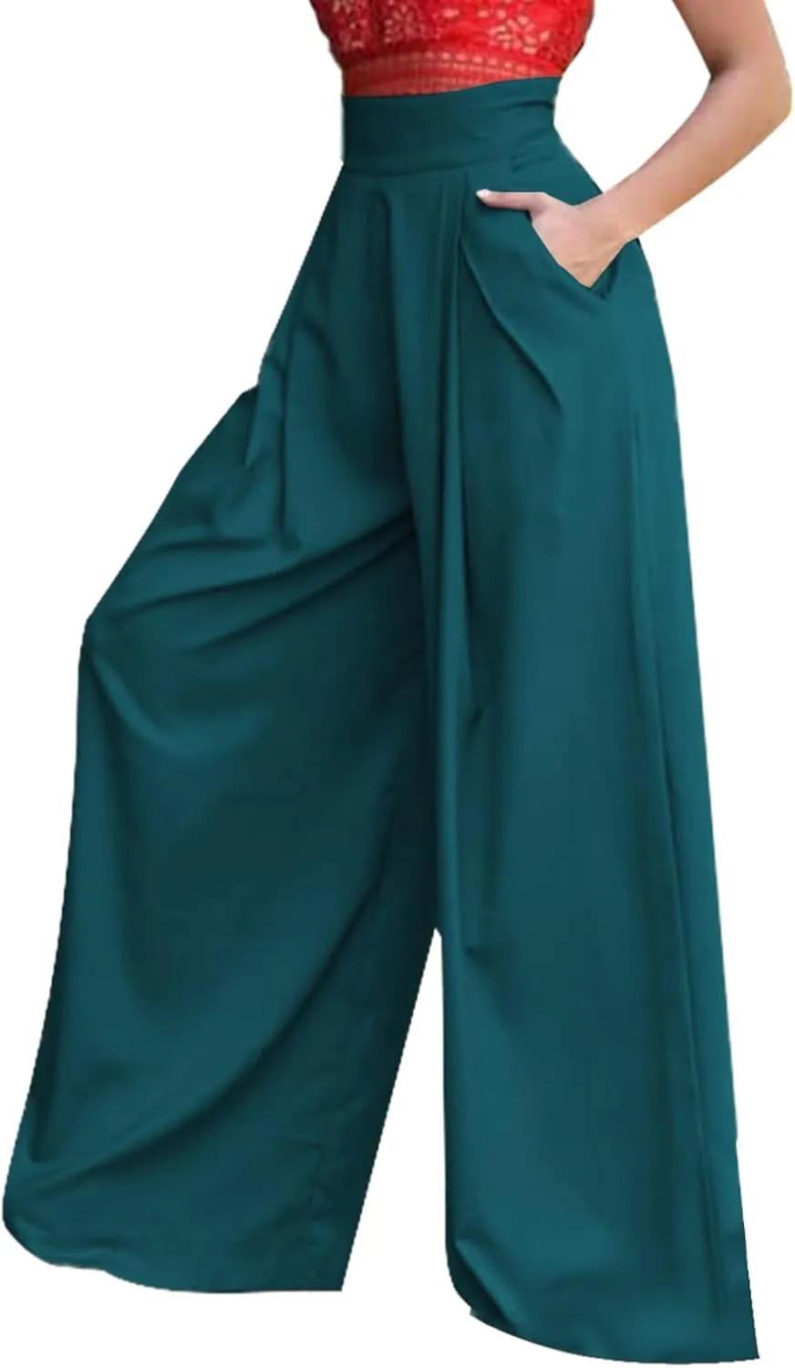 Women's Stretchy Wide Leg Palazzo Lounge Pants Casual Comfy High Waist Pajama Pants