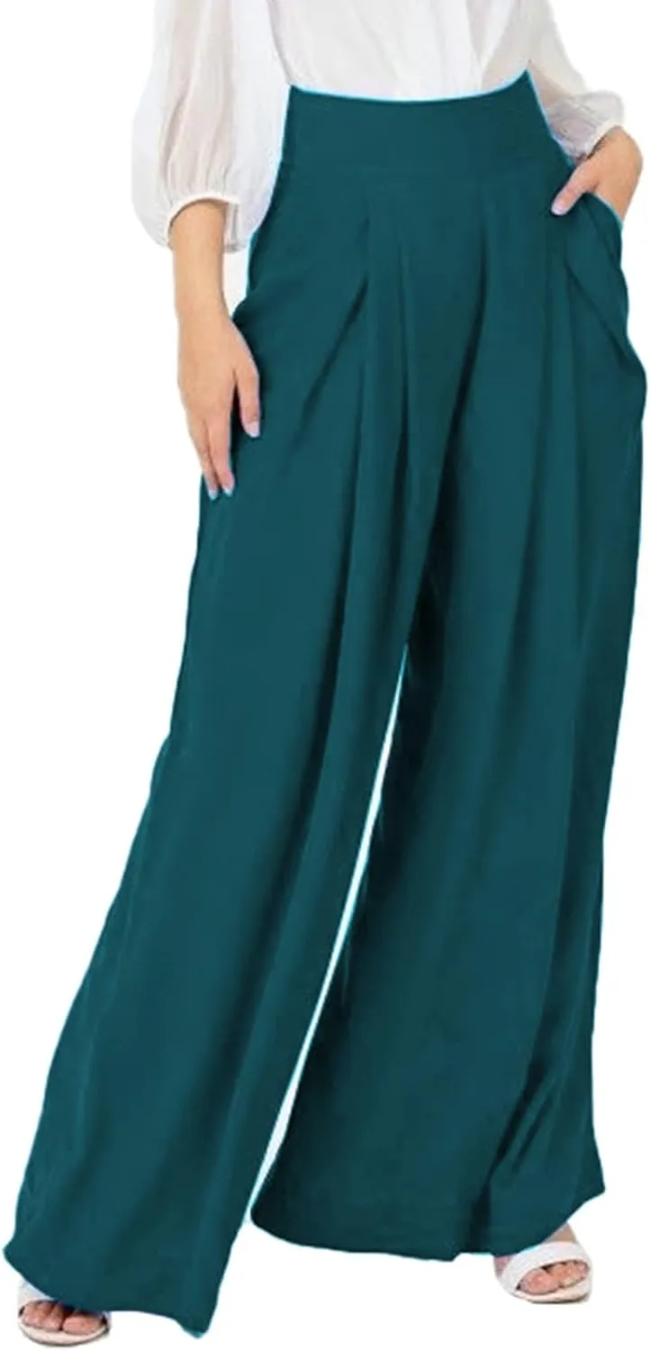 Women's Stretchy Wide Leg Palazzo Lounge Pants Casual Comfy High Waist Pajama Pants