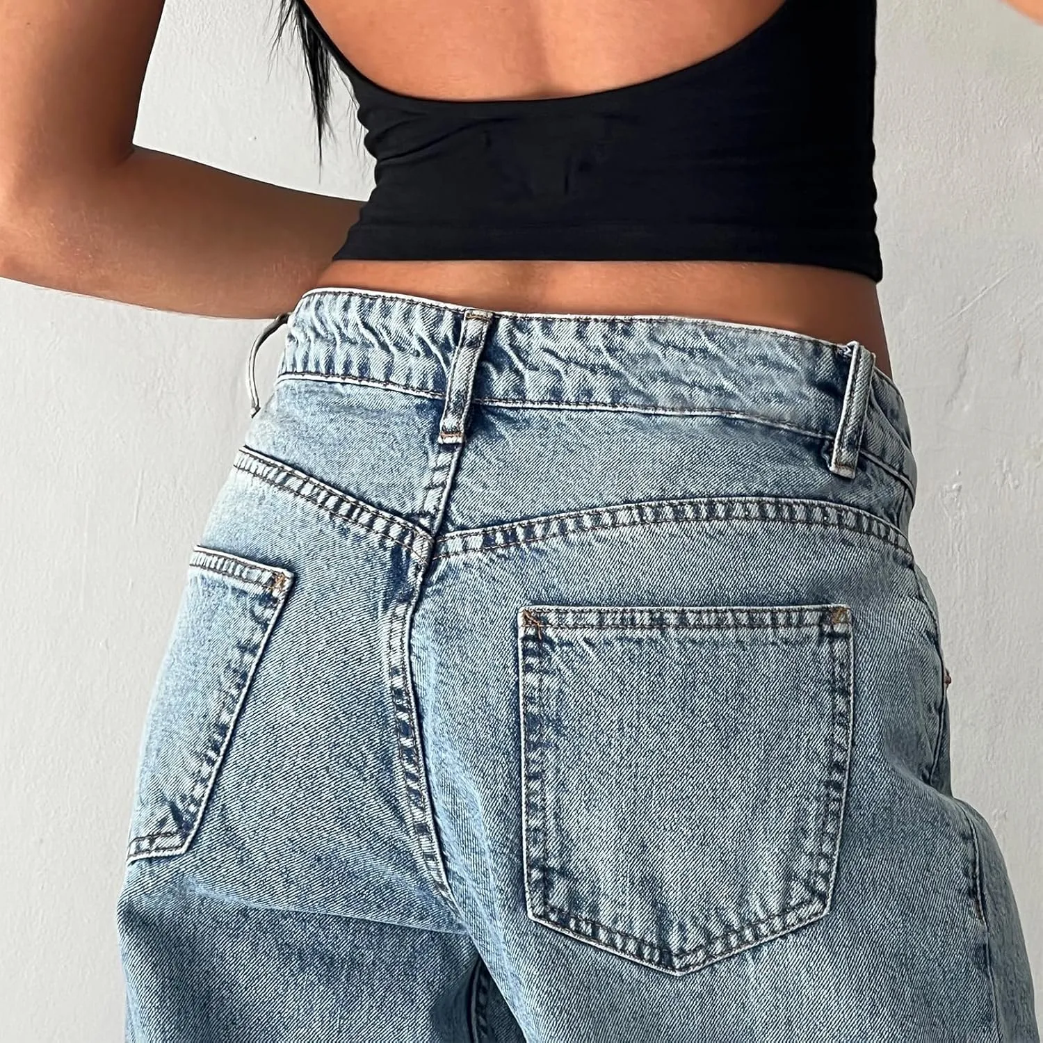 Women's Y2K Wide Leg Denim Pants Baggy Low Waist Wide Leg Boyfriend Jeans Casual Vintage Loose Jeans Streetwear