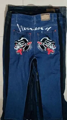 y2k embroidered jeans and shorts