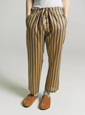 Yellow Multi Viscose & Silk Alumni Stripe Pajama Pants