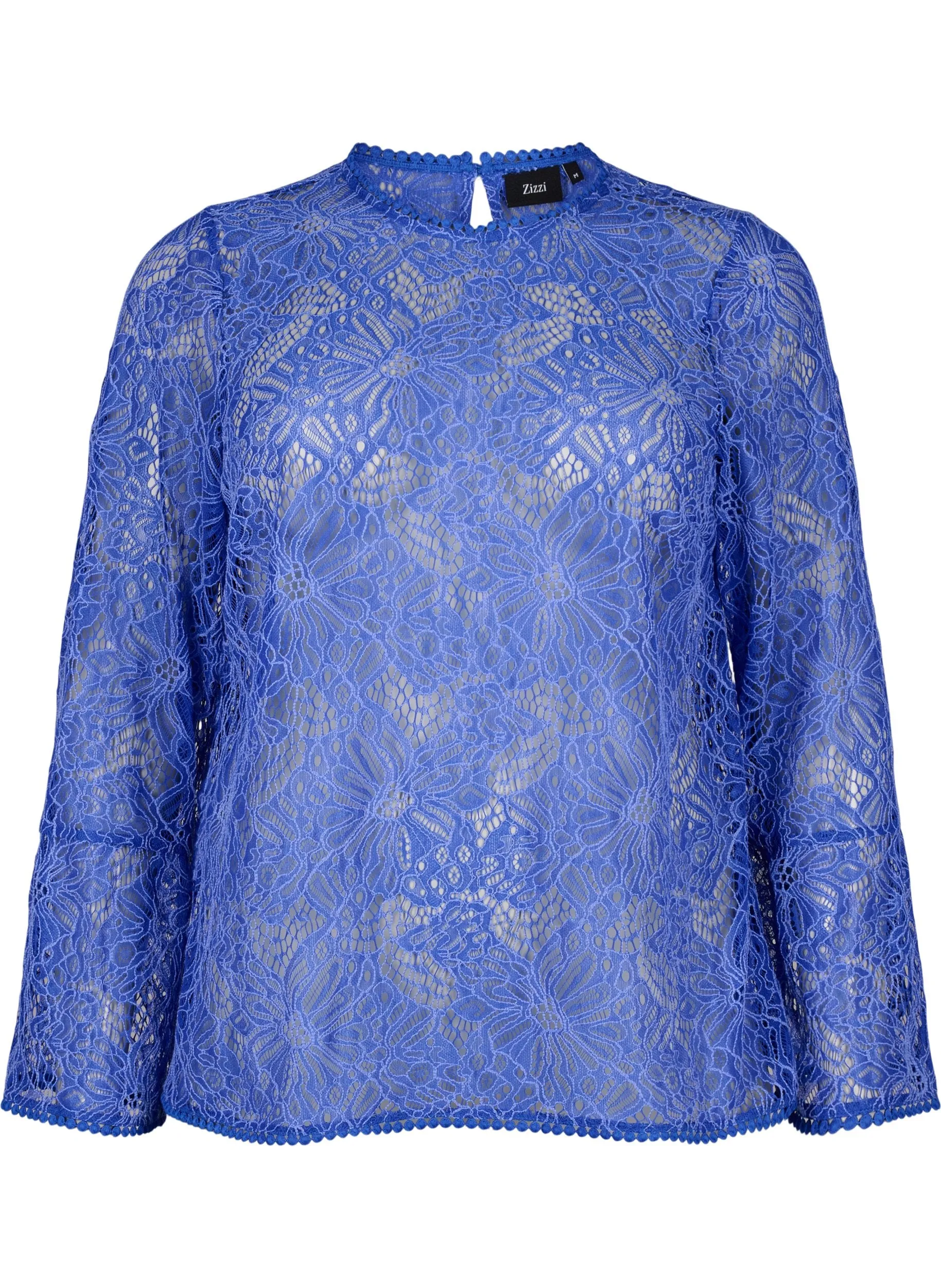 Zizzi Anne Lace Blouse in Blue
